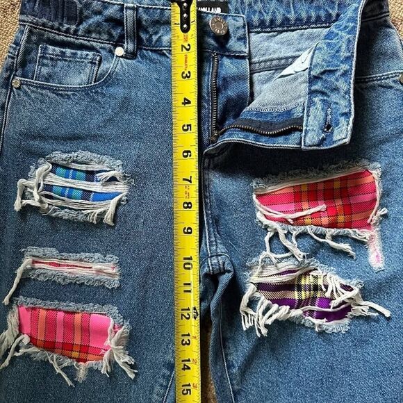 Vintage House of Holland flannel patchwork distressed jeans size 2 NWOT - Picture 8 of 10